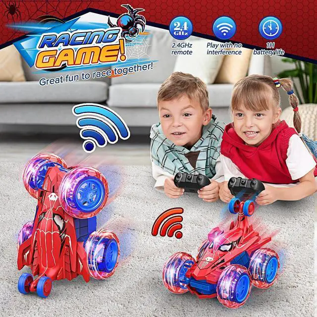 Alt view image 3 of 7 - Spider Remote Control Car RC Car Toys for Boys 3 4 5 6 7 8 9 10 Year Old,360° Fast Stunt RC Cars with 4WD Wheel Lights,Fun Spider Toys Birthday Gifts Chritmas Stuffer for Kids Boys Age 3-5 4-6 5-7 6-8