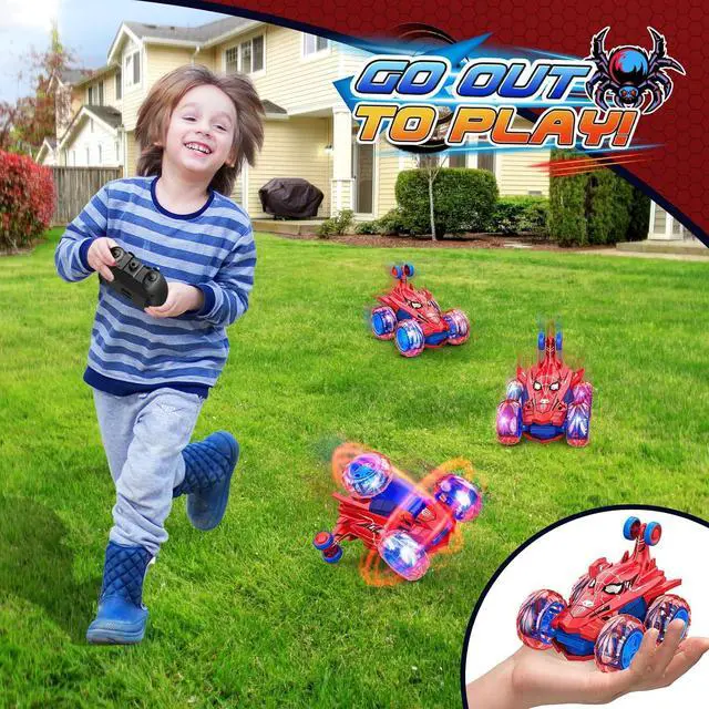 Alt view image 5 of 7 - Spider Remote Control Car RC Car Toys for Boys 3 4 5 6 7 8 9 10 Year Old,360° Fast Stunt RC Cars with 4WD Wheel Lights,Fun Spider Toys Birthday Gifts Chritmas Stuffer for Kids Boys Age 3-5 4-6 5-7 6-8