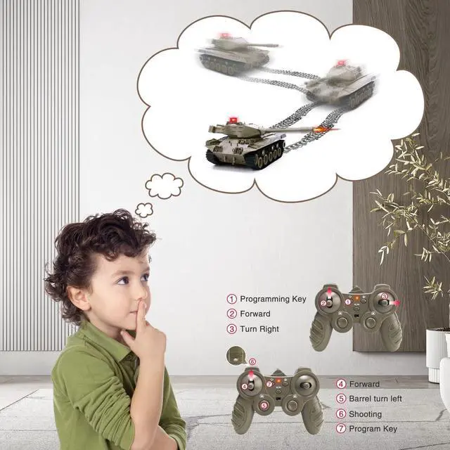 Alt view image 2 of 6 - Remote Control Tank for Kids, M41A3 American Army Battle Tank, Programmable RC Tanks with Lights & Realistic Sounds, RC Military All Terrain Off-Road Vehicles, Great Gift Tank Toy for Boys