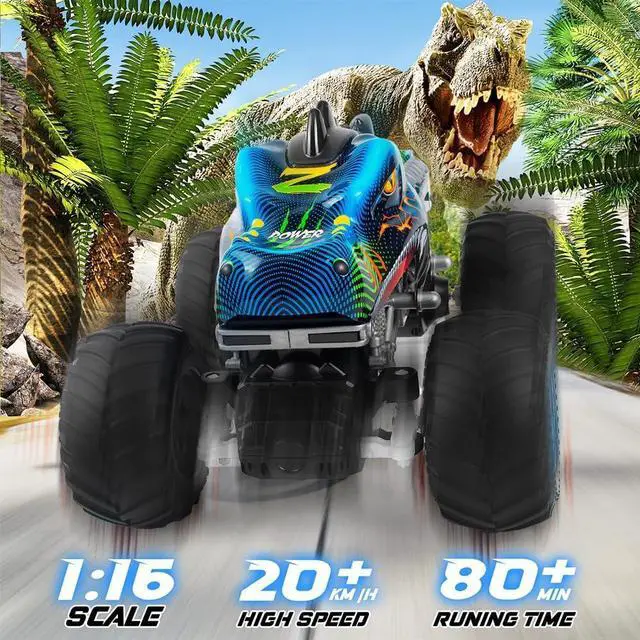 Alt view image 2 of 7 - Remote Control Dinosaur Car, 2.4GHz All Terrain Remote Control Monster Truck, RC Dinosaur Monster Car, Spray Music Monster Truck RC Cars for Boys 4-7 8-12 and Girls