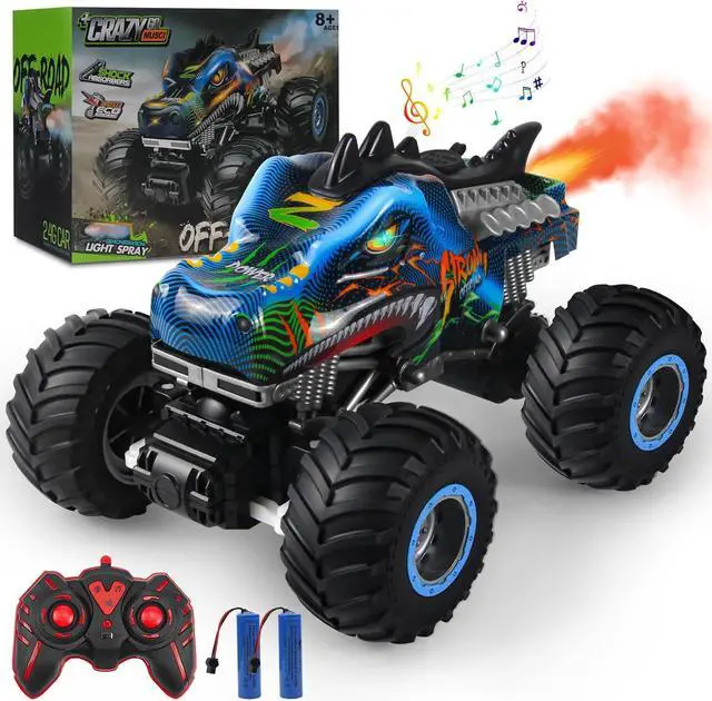Main image of Remote Control Dinosaur Car, 2.4GHz All Terrain Remote Control Monster Truck, RC Dinosaur Monster Car, Spray Music Monster Truck RC Cars for Boys 4-7 8-12 and Girls