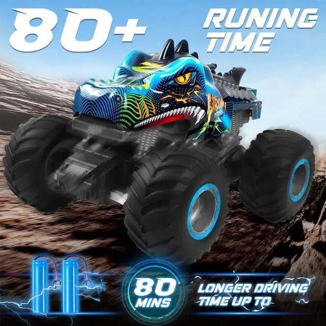 Alt view image 4 of 7 - Remote Control Dinosaur Car, 2.4GHz All Terrain Remote Control Monster Truck, RC Dinosaur Monster Car, Spray Music Monster Truck RC Cars for Boys 4-7 8-12 and Girls