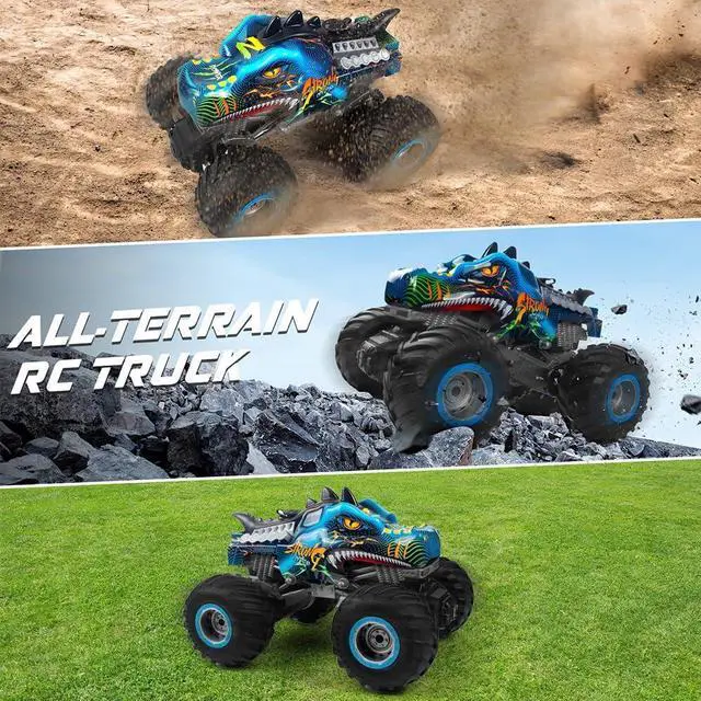 Alt view image 6 of 7 - Remote Control Dinosaur Car, 2.4GHz All Terrain Remote Control Monster Truck, RC Dinosaur Monster Car, Spray Music Monster Truck RC Cars for Boys 4-7 8-12 and Girls