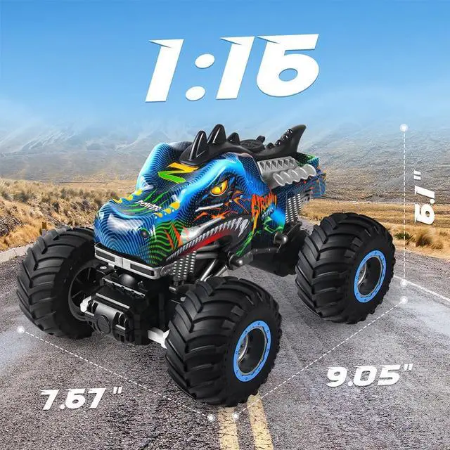 Alt view image 7 of 7 - Remote Control Dinosaur Car, 2.4GHz All Terrain Remote Control Monster Truck, RC Dinosaur Monster Car, Spray Music Monster Truck RC Cars for Boys 4-7 8-12 and Girls