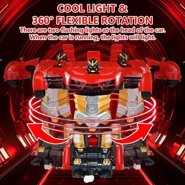 Alt view image 2 of 4 - Remote Control Car Transform Robot Car, One Click Deformation, 2.4Ghz Anti-Jamming, 360 Degree Rotation Drift, Christmas Birthday Gift Toys for 3,4,5,6,7,8 Years Old Boys Girls (red)