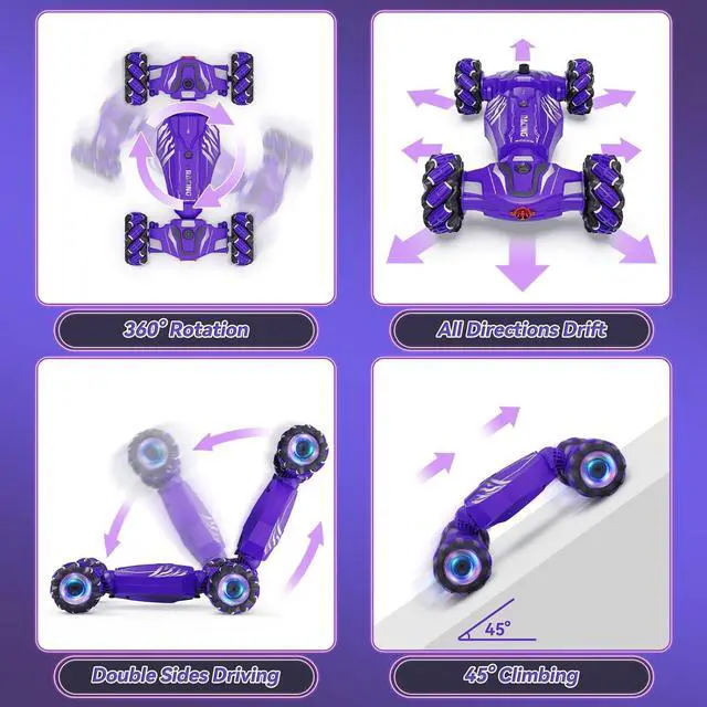 Alt view image 3 of 6 - Dysaim Gesture Sensing RC Stunt Car, Toys for Boys Girls Age 6-12, 4WD Remote Control Car 360° Rotate Transform Drift RC Cars with Lights Music Sprayer, 2.4Ghz Hand Controlled Car Birthday Xmas Gifts