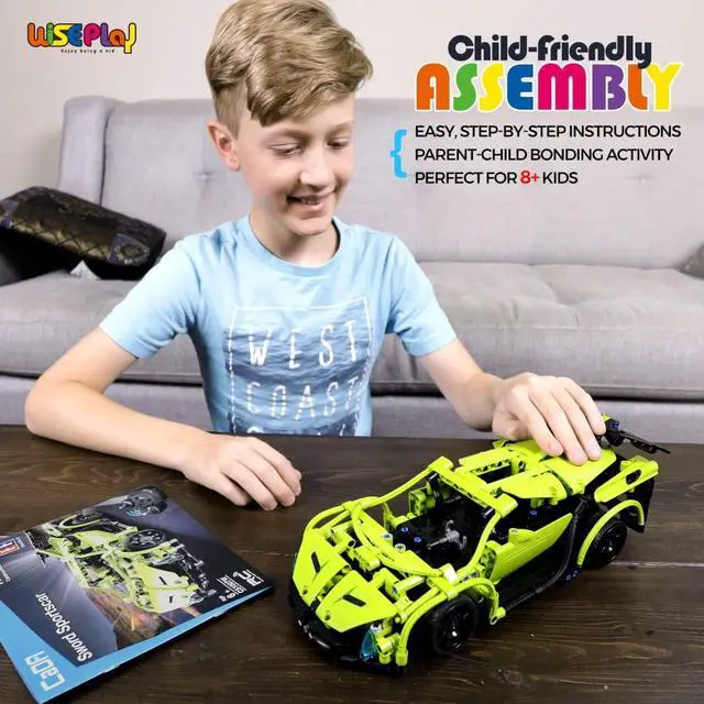 Alt view image 2 of 7 - WISEPLAY Remote Control Car Building Kit, 453PCS Stem Toy for Kids Age 8-10, Great RC Car for 10-Year-Old Boys & Girls, Excellent Gift Idea
