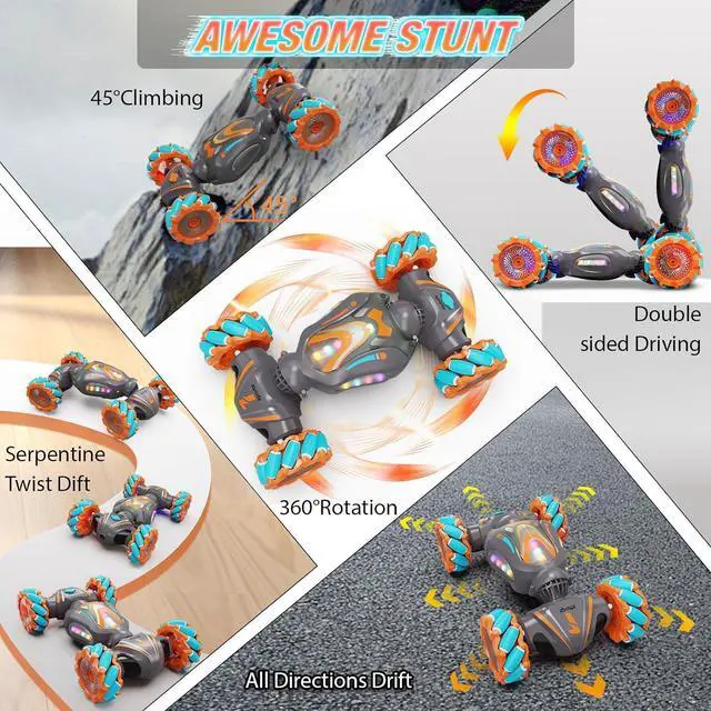 Alt view image 3 of 7 - RC Gesture Control Stunt Car for Kids 5-7 6-12 8 9 10 11 Years Old Boys and Girls with Light & Music, 4WD, 360° Rotating, 2.4Ghz Remote Control Car Toys and Controlled by Hand