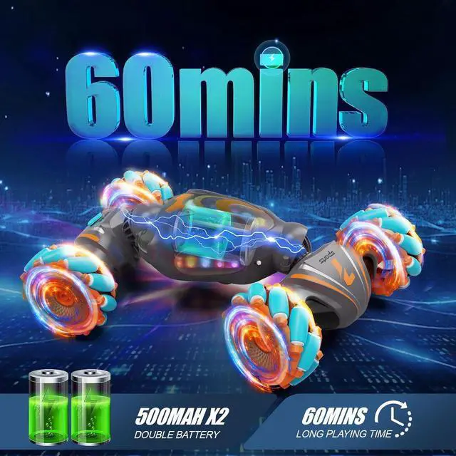 Alt view image 5 of 7 - RC Gesture Control Stunt Car for Kids 5-7 6-12 8 9 10 11 Years Old Boys and Girls with Light & Music, 4WD, 360° Rotating, 2.4Ghz Remote Control Car Toys and Controlled by Hand