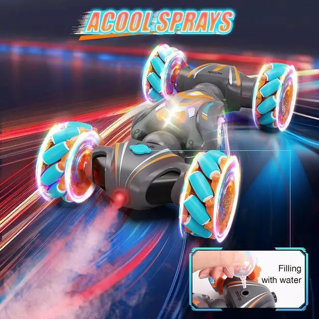 Alt view image 6 of 7 - RC Gesture Control Stunt Car for Kids 5-7 6-12 8 9 10 11 Years Old Boys and Girls with Light & Music, 4WD, 360° Rotating, 2.4Ghz Remote Control Car Toys and Controlled by Hand