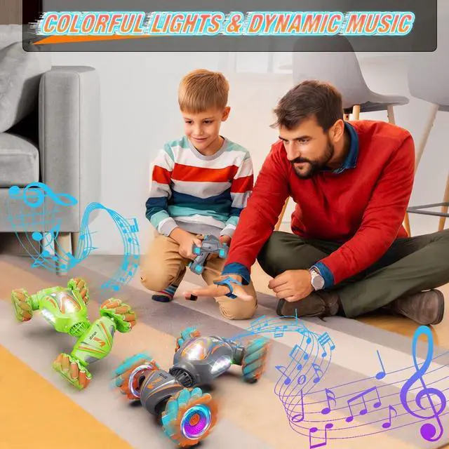 Alt view image 7 of 7 - RC Gesture Control Stunt Car for Kids 5-7 6-12 8 9 10 11 Years Old Boys and Girls with Light & Music, 4WD, 360° Rotating, 2.4Ghz Remote Control Car Toys and Controlled by Hand