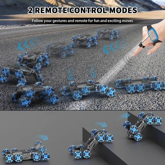 Alt view image 5 of 7 - 8WD Gesture Sensing Stunt RC Cars - 2.4Ghz 360° Rotation Remote Control Car with Spray, Light & Sound, Transform Drift Climbing Racing Vehicle, Birthday Toys for Ages 8-13 Boys Girls