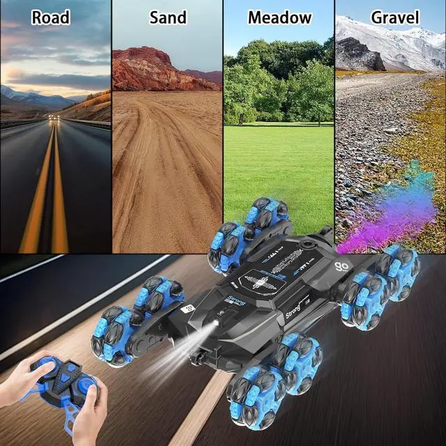 Alt view image 6 of 7 - 8WD Gesture Sensing Stunt RC Cars - 2.4Ghz 360° Rotation Remote Control Car with Spray, Light & Sound, Transform Drift Climbing Racing Vehicle, Birthday Toys for Ages 8-13 Boys Girls