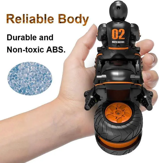 Alt view image 2 of 6 - RC Motorcycle Remote Control Motorcycles,High Speed Rc Car Remote Control Car,2.4Ghz 360° Rotating Drift Stunt Car Motorbike for Kids Age 4,5,6,7,8 and Up Year Old(Orange)