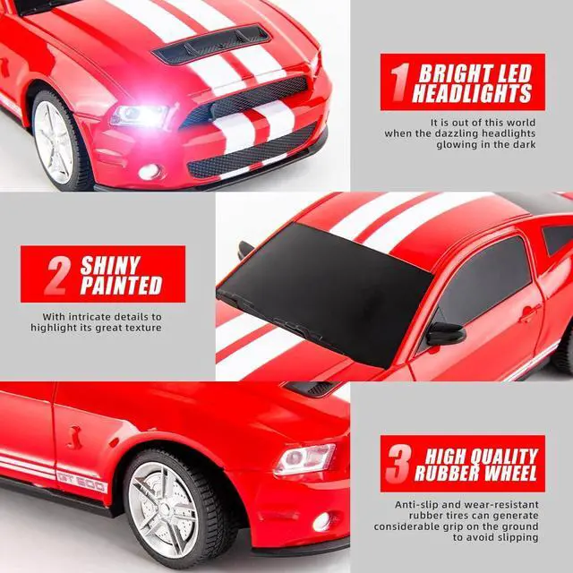 Alt view image 2 of 7 - BDTCTK Remote Control 1/24 Ford Mustang Shelby GT500 RC Model Car, Toys for Kids and Adults Red