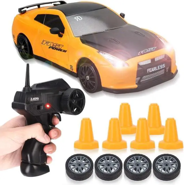 Main image of Liberty Imports RC Drift Car 1/24 2.4GHz 4WD Remote Control Sport Racing On-Road Vehicle with LED Light, Batteries and Drift Tires (Yellow)