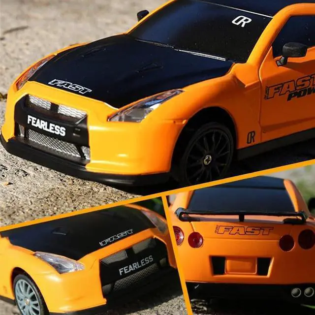 Alt view image 2 of 6 - Liberty Imports RC Drift Car 1/24 2.4GHz 4WD Remote Control Sport Racing On-Road Vehicle with LED Light, Batteries and Drift Tires (Yellow)