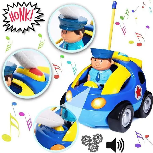 Alt view image 2 of 6 - Liberty Imports My First Cartoon RC Remote Control Cars for Toddlers Ages 1-3, Radio Control Toy for Baby, Kids 18 Months+ (Police Car)