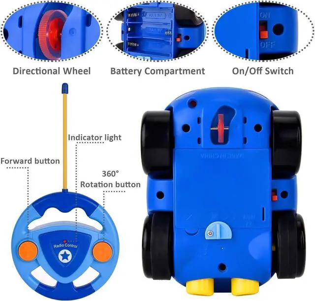 Alt view image 5 of 6 - Liberty Imports My First Cartoon RC Remote Control Cars for Toddlers Ages 1-3, Radio Control Toy for Baby, Kids 18 Months+ (Police Car)