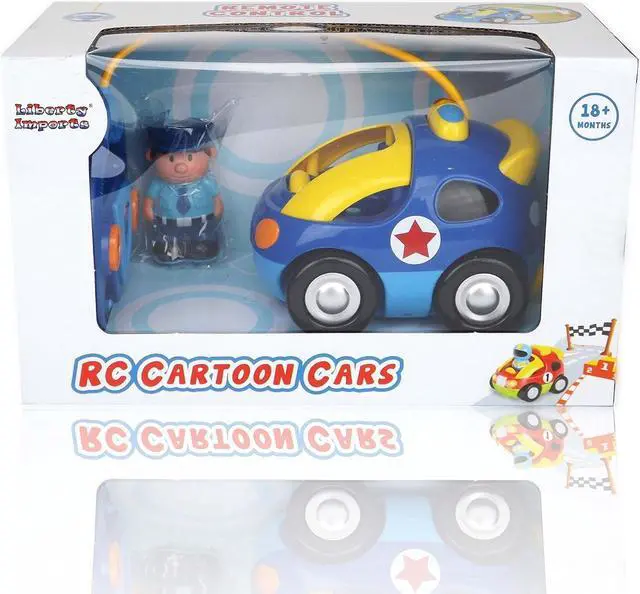 Alt view image 6 of 6 - Liberty Imports My First Cartoon RC Remote Control Cars for Toddlers Ages 1-3, Radio Control Toy for Baby, Kids 18 Months+ (Police Car)