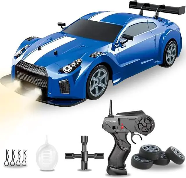 Main image of Liberty Imports RC Drift Car 1/16 2.4GHz 4WD Remote Control Sport Racing On-Road Vehicle with LED Light, Batteries and Drift Tires (Blue)