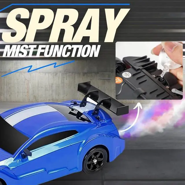 Alt view image 3 of 7 - Liberty Imports RC Drift Car 1/16 2.4GHz 4WD Remote Control Sport Racing On-Road Vehicle with LED Light, Batteries and Drift Tires (Blue)