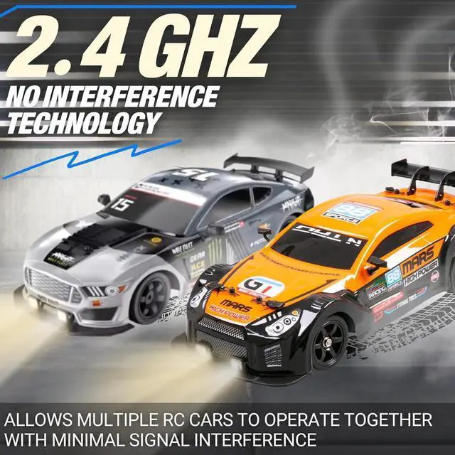 Alt view image 5 of 7 - Liberty Imports RC Drift Car 1/16 2.4GHz 4WD Remote Control Sport Racing On-Road Vehicle with LED Light, Batteries and Drift Tires (Blue)