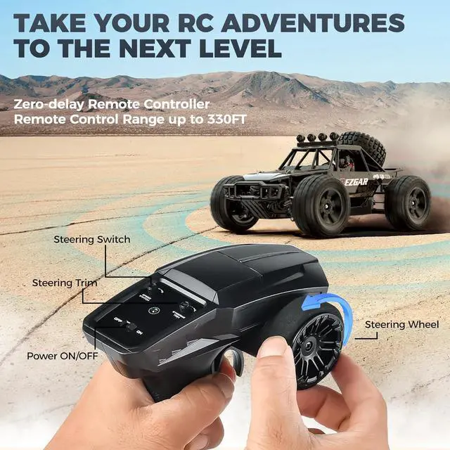 Alt view image 2 of 7 - BEZGAR HB101 1:10 Scale Beginner RC Truck, 4WD High Speed 48km/h All Terrains RC Car Off Road Waterproof RC Buggy Toys for Boys Kids and Adults