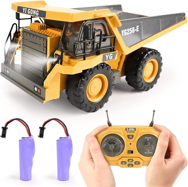 Main image of Remote Control Dump Truck Toys 9 Channel 2 Batteries RC Construction Toy Vehicles with Metal Bed Lights/Sounds, Birthday Gifts for Boys Age 3+