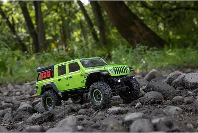 Alt view image 3 of 7 - Axial RC Truck SCX24 Jeep Gladiator 4 Wheel Drive Rock Crawler Brushed RTR Nothing Needed to Complete Ready-to-Run Green AXI00005V2T3, Remote Control Car, RC Car, RC Crawler