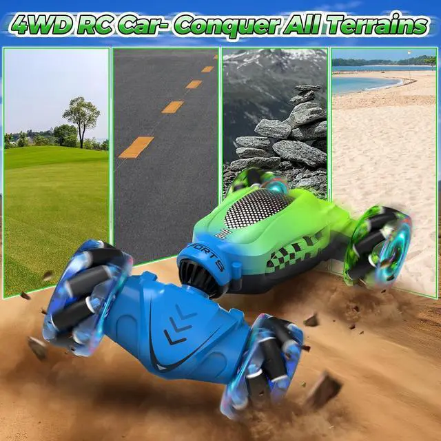 Alt view image 4 of 7 - Remote Control Car, Best Gift for Ages 6 7 8 9 10 11 12 Boys and Girls, Gesture Sensing RC Stunt Car, Toys for Ages 4-12, 4WD Transform Drift RC Cars with Lights, Birthday Gift for Kids