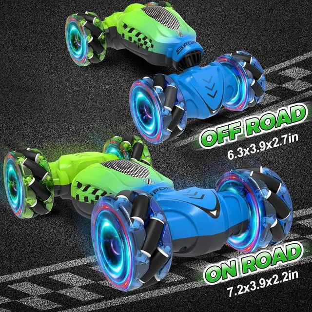 Alt view image 3 of 7 - Remote Control Car, Best Gift for Ages 6 7 8 9 10 11 12 Boys and Girls, Gesture Sensing RC Stunt Car, Toys for Ages 4-12, 4WD Transform Drift RC Cars with Lights, Birthday Gift for Kids