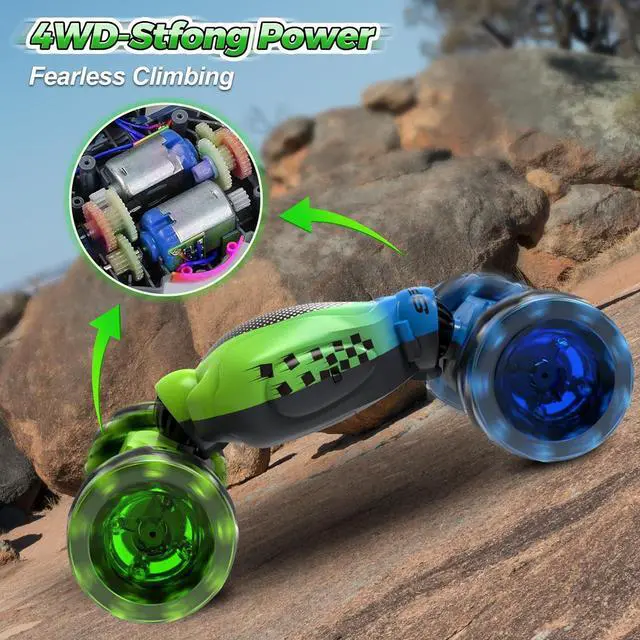 Alt view image 7 of 7 - Remote Control Car, Best Gift for Ages 6 7 8 9 10 11 12 Boys and Girls, Gesture Sensing RC Stunt Car, Toys for Ages 4-12, 4WD Transform Drift RC Cars with Lights, Birthday Gift for Kids