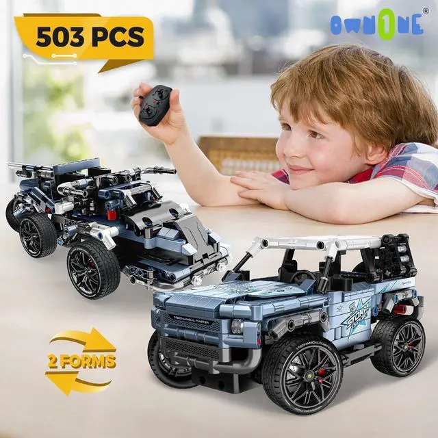 Alt view image 2 of 7 - Off Road Pickup 4x4 Building Kit, 2 in 1 Stem Building Toy with Remote Control, Technique Race Car Building Toy for Kids, Birthday Gift Idea for Boys Ages 6+ (503 PCS)