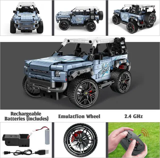 Alt view image 4 of 7 - Off Road Pickup 4x4 Building Kit, 2 in 1 Stem Building Toy with Remote Control, Technique Race Car Building Toy for Kids, Birthday Gift Idea for Boys Ages 6+ (503 PCS)