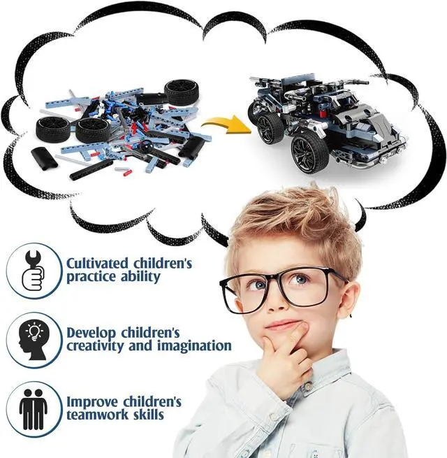 Alt view image 7 of 7 - Off Road Pickup 4x4 Building Kit, 2 in 1 Stem Building Toy with Remote Control, Technique Race Car Building Toy for Kids, Birthday Gift Idea for Boys Ages 6+ (503 PCS)