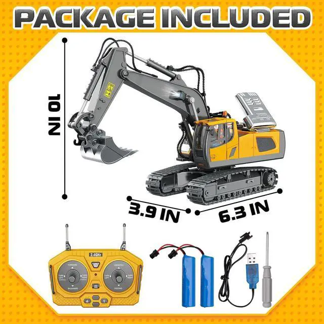 Alt view image 7 of 7 - Remote Control Excavator Toys, 11 Channel 1:20 RC Construction Vehicles, 680° Rotation Hydraulic Car Toys for 4 5 6 7 8 9 10 Year Old Boys Kids, RC Truck Digger Toys Christmas Birthday Gifts