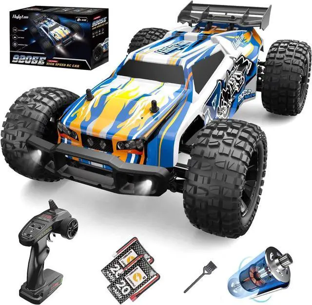 Main image of Holyton 1:10 Large High Speed Remote Control Car with LED Shell Lights, 48+ KM/H, 4WD Offroad Monster Truck for Adults & Kids, Hobby RC Truck Vehicle, 2 Battery Crawler Toy Gift for Boy