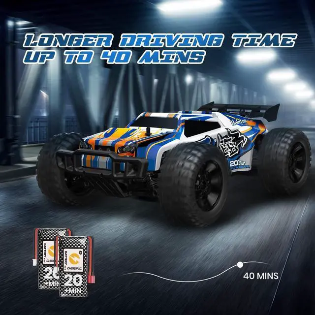 Alt view image 6 of 7 - Holyton 1:10 Large High Speed Remote Control Car with LED Shell Lights, 48+ KM/H, 4WD Offroad Monster Truck for Adults & Kids, Hobby RC Truck Vehicle, 2 Battery Crawler Toy Gift for Boy