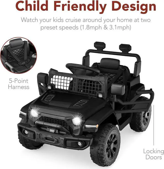 Alt view image 5 of 7 - Best Choice Products 6V Kids Ride On Toy, Mini Truck, Electric Play Car w/Parent Remote Control, 4-Wheel Suspension, LED Lights, 2 Speeds, Functional Horn, 3.1MPH Max Speed - Black