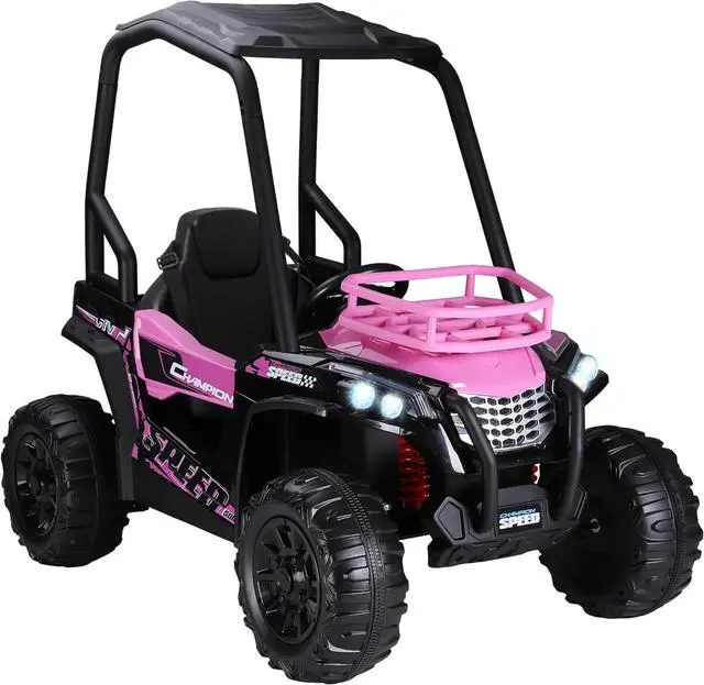 Main image of Aosom 12V Kids UTV, Battery Powered Electric Ride on Car with Music, Lights, MP3/USB, Suspension System & Remote Control, Toy Vehicle for Boys and Girls, Pink