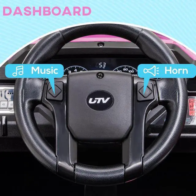 Alt view image 4 of 7 - Aosom 12V Kids UTV, Battery Powered Electric Ride on Car with Music, Lights, MP3/USB, Suspension System & Remote Control, Toy Vehicle for Boys and Girls, Pink