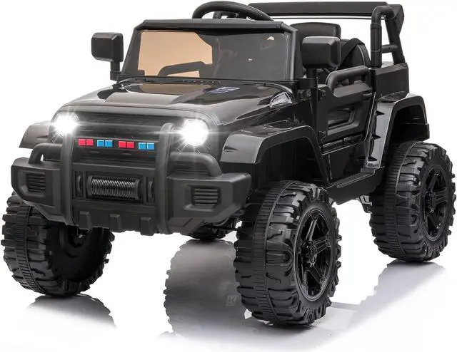 Main image of JOYMOR Ride on Truck with Remote Control, 4 Wheels 12V Battery Powered Kids Car, with LED Headlight/Horn Button/ MP3 Player/USB Port/Forward Backward/Kids Girl Boy (Black)