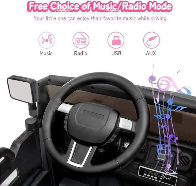 Alt view image 5 of 7 - JOYMOR Ride on Truck with Remote Control, 4 Wheels 12V Battery Powered Kids Car, with LED Headlight/Horn Button/ MP3 Player/USB Port/Forward Backward/Kids Girl Boy (Black)