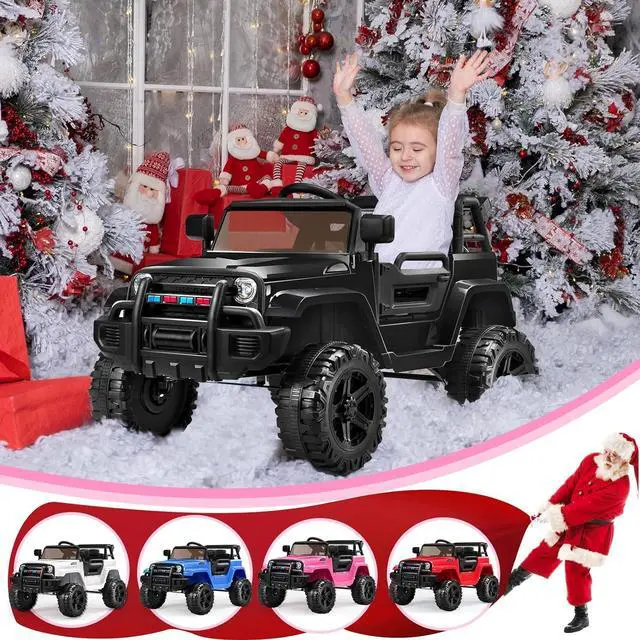 Alt view image 7 of 7 - JOYMOR Ride on Truck with Remote Control, 4 Wheels 12V Battery Powered Kids Car, with LED Headlight/Horn Button/ MP3 Player/USB Port/Forward Backward/Kids Girl Boy (Black)