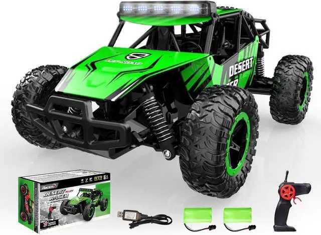 Main image of RACENT Remote Control Cars for Boys - 1:16 20kph RC Truck Off-Road Monster Truck Toy for Kids & Adults with 2 Rechargeable Batteries (Green)