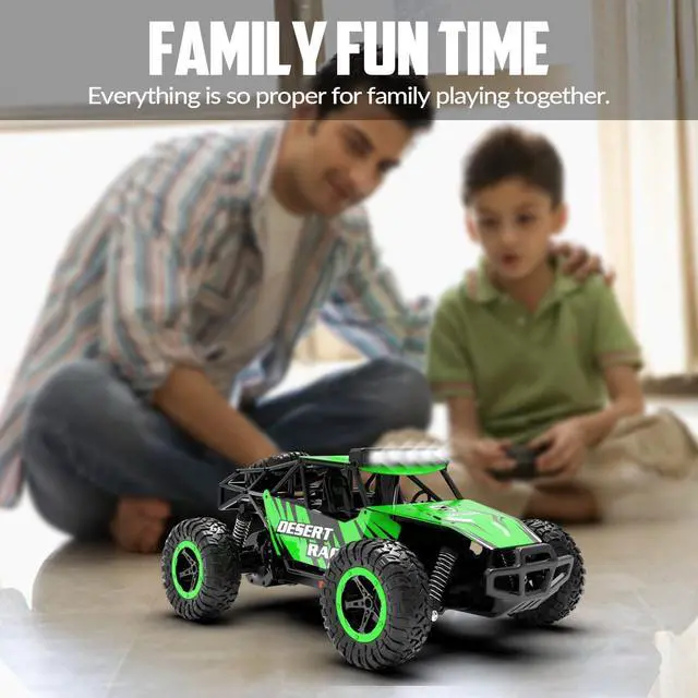 Alt view image 5 of 7 - RACENT Remote Control Cars for Boys - 1:16 20kph RC Truck Off-Road Monster Truck Toy for Kids & Adults with 2 Rechargeable Batteries (Green)