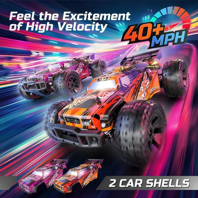 Alt view image 2 of 7 - DEERC 200E 1:10 Large 3S Brushless High Speed RC Cars for Adults, 4X4 Fast RC Trucks W/Extra Shell LED Headlight, 60 KM/H, All Terrain Remote Control Car, Offroad Monster Truck for Boys,2 Battery