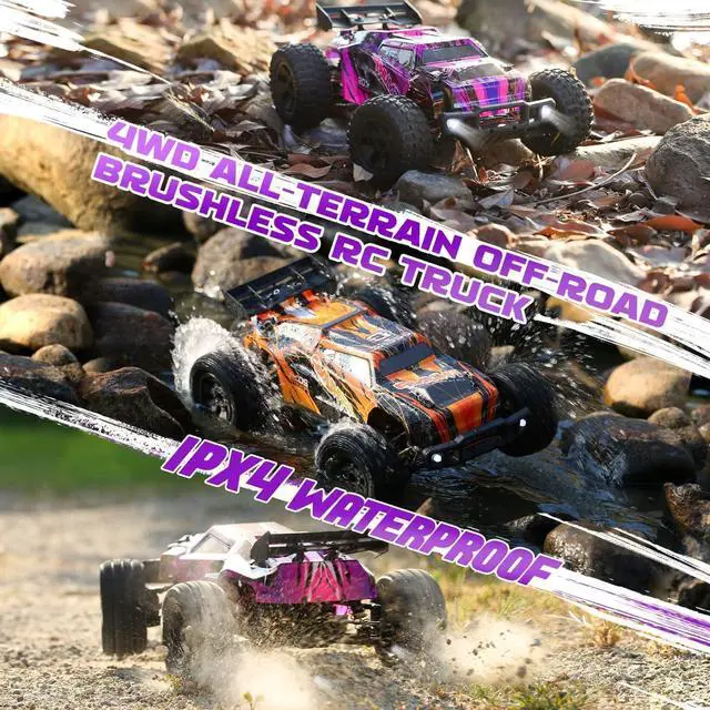 Alt view image 6 of 7 - DEERC 200E 1:10 Large 3S Brushless High Speed RC Cars for Adults, 4X4 Fast RC Trucks W/Extra Shell LED Headlight, 60 KM/H, All Terrain Remote Control Car, Offroad Monster Truck for Boys,2 Battery
