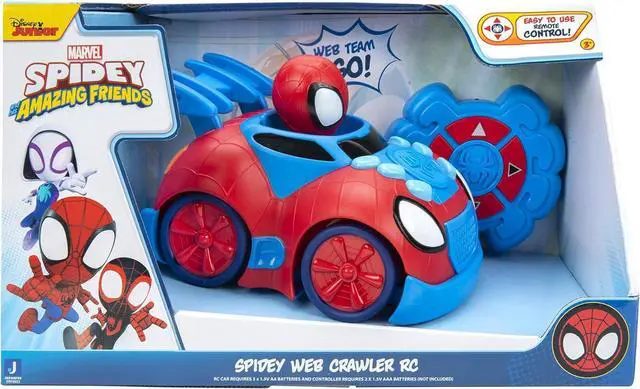 Alt view image 2 of 7 - Marvel Spidey and His Amazing Friends Web Crawler RC - Remote-Controlled Vehicle - Features Built-in Super Hero with 4 Controller Functions, Blue & Red